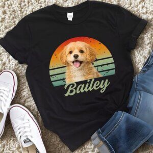 Custom Pet Photo Portrait Retro Personalized Dog Cat Lover Graphic T-Shirt